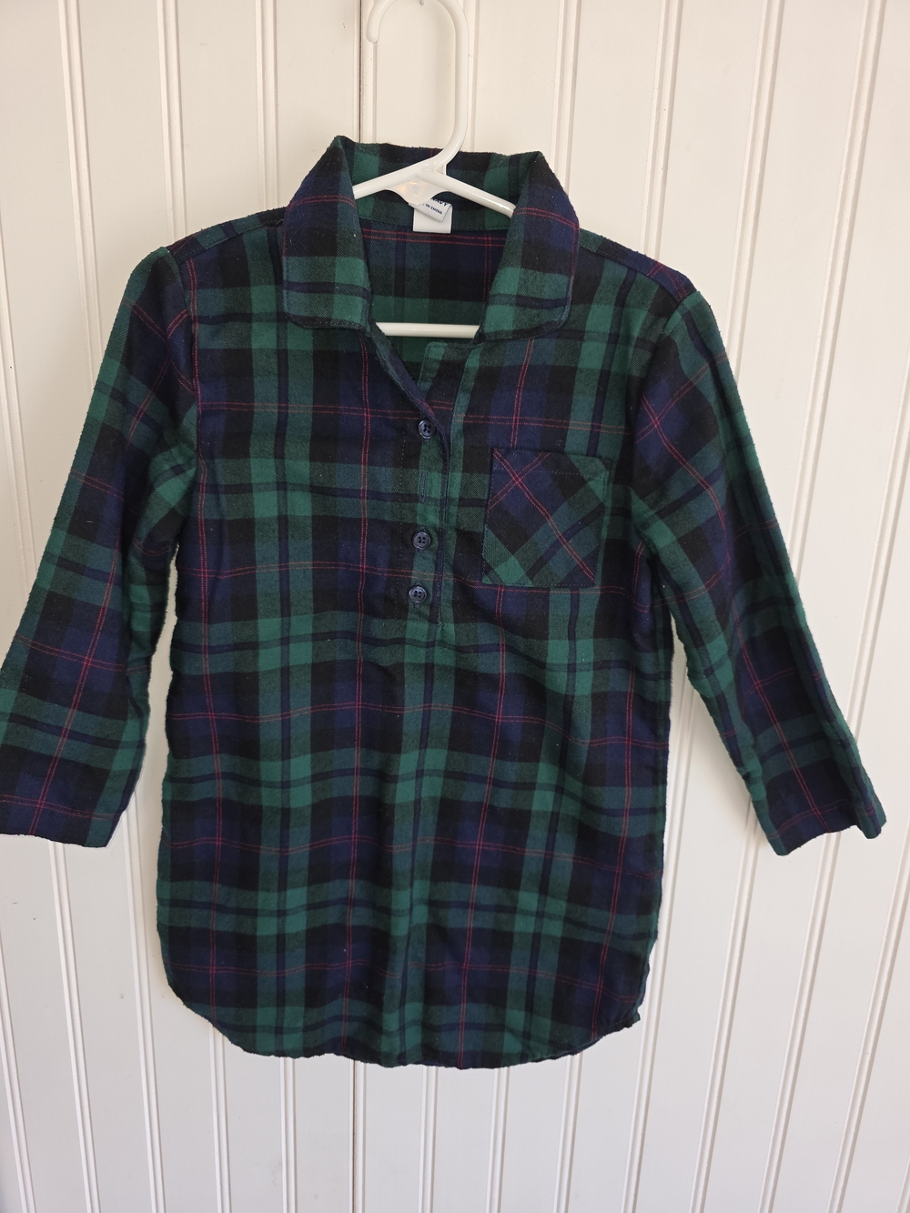 Old Navy Green & Navy Plaid Button-Down Shirt